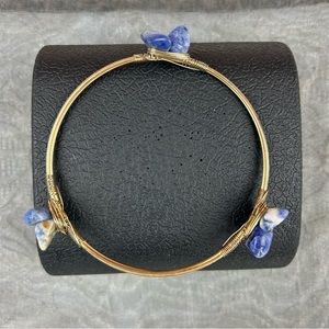 NEW - Hawaiian Jewelry Design Wire Wrapped Gold & Natural Stone Bangle Bracelet